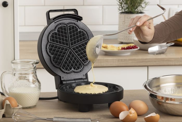 Міні-гриль  Gorenje 1000Вт, алюміній, пластина д/вафель, корпус-метал, чорний