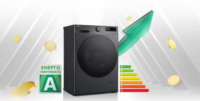 Пральна машина LG фронтальна, 9кг, 1200, A, 48см, дисплей, пара, інвертор, чорний