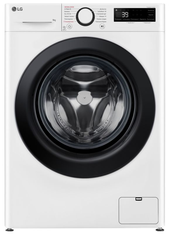Пральна машина LG фронтальна, 9кг, 1200, A, 48см, дисплей, пара, інвертор, білий