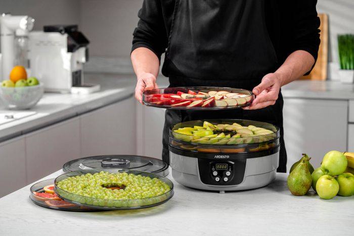 Сушарка для продуктів ARDESTO FDB-532TTC, 250Вт, піддонів -5x3см, діаметр-32см, макс-70°С, таймер, електр. управління, пластик , білий