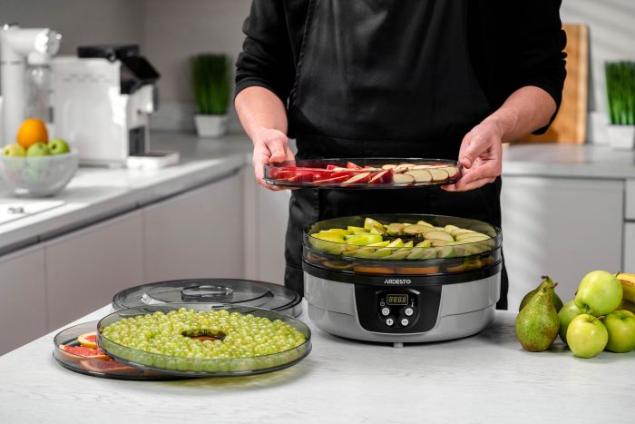 Сушарка для продуктів ARDESTO FDB-532TTC, 250Вт, піддонів -5x3см, діаметр-32см, макс-70°С, таймер, електр. управління, пластик , білий