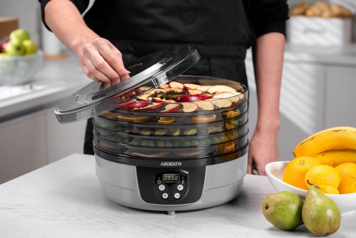 Сушарка для продуктів ARDESTO FDB-532TTC, 250Вт, піддонів -5x3см, діаметр-32см, макс-70°С, таймер, електр. управління, пластик , білий