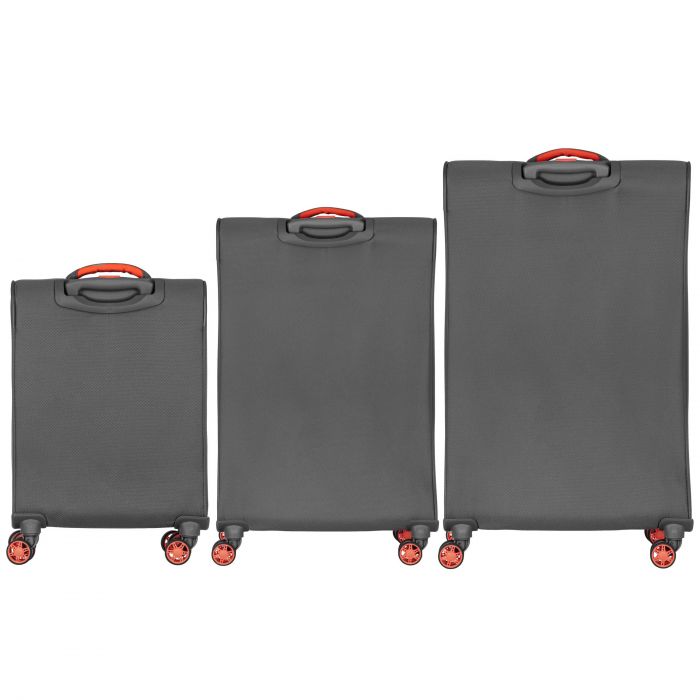 Набір валіз 2E, Trek, (L+M+S), TSA, 4 колеса, + 3 рюкзаки Cabin (2E-BPET-CABIN-GR), поліестр, сірий