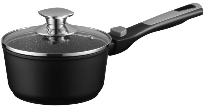 Ківш зі скляною кришкою ARDESTO Gemini Bari, 1.3л, алюміній, чорний