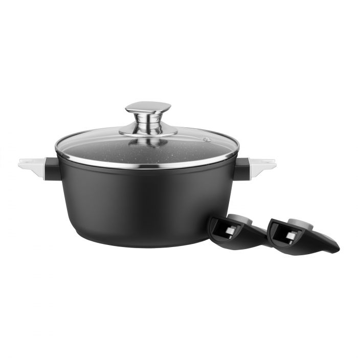 Каструля зі скляною кришкою ARDESTO Gemini Bari, 2.5л, алюміній, чорний