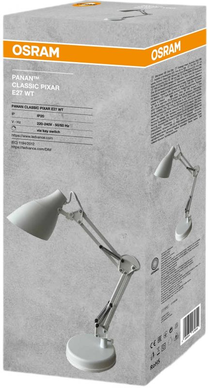 Лампа настільна OSRAM Panan CLASSIC PIXAR E27, білий