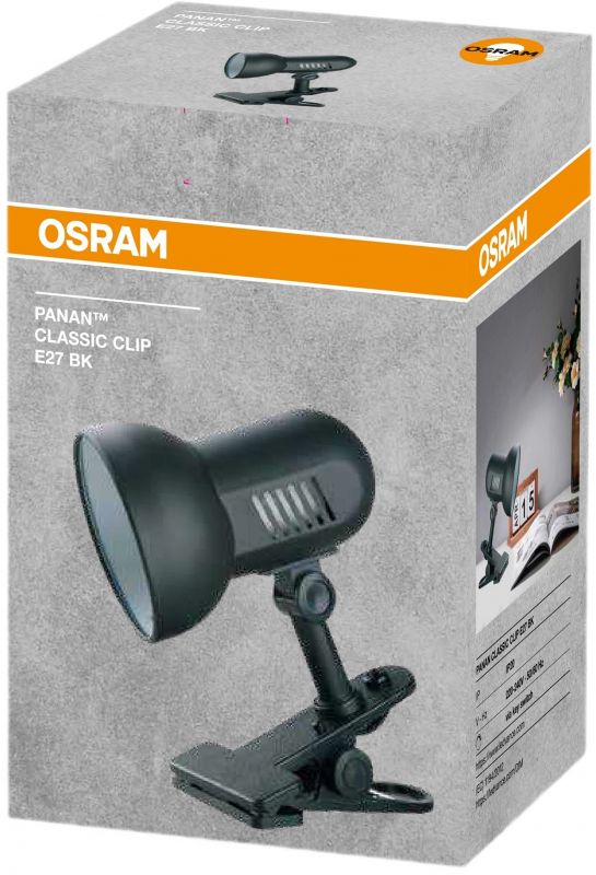 Лампа настільна OSRAM Panan CLASSIC CLIP E27, чорний