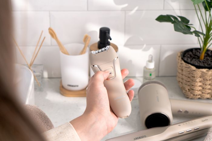 Епілятор ARDESTO 2в1 Pearl Cream LESH-Y700PERL, пінцетний, акумул., пінцет.-18, сух., насадок-2, бежевий