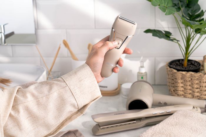 Епілятор ARDESTO 2в1 Pearl Cream LESH-Y700PERL, пінцетний, акумул., пінцет.-18, сух., насадок-2, бежевий