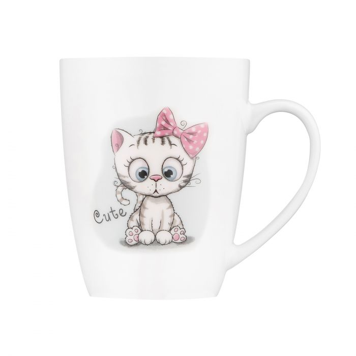 Чашка з ложкою ARDESTO Cute, 320мл, порцеляна, нержавіюча сталь, білий