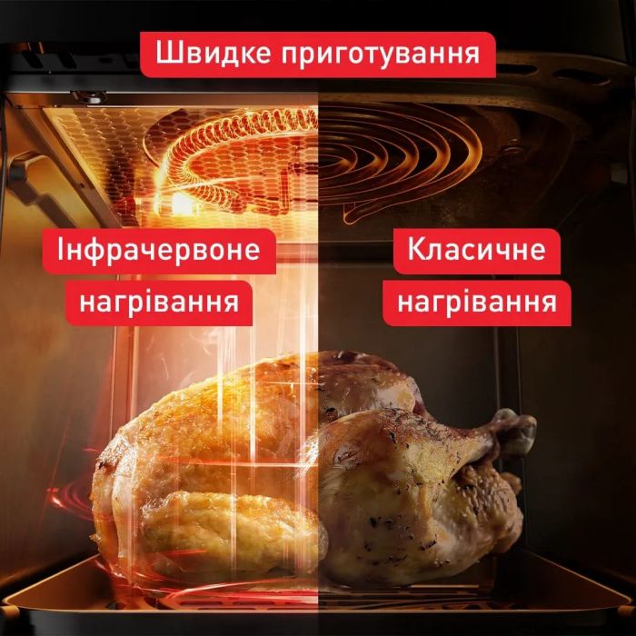 Мультипіч Tefal Easy Fry Infrared, 1850Вт, чаша-7л, сенсорне керув., 8 програм, з віконцем, пластик, чорний