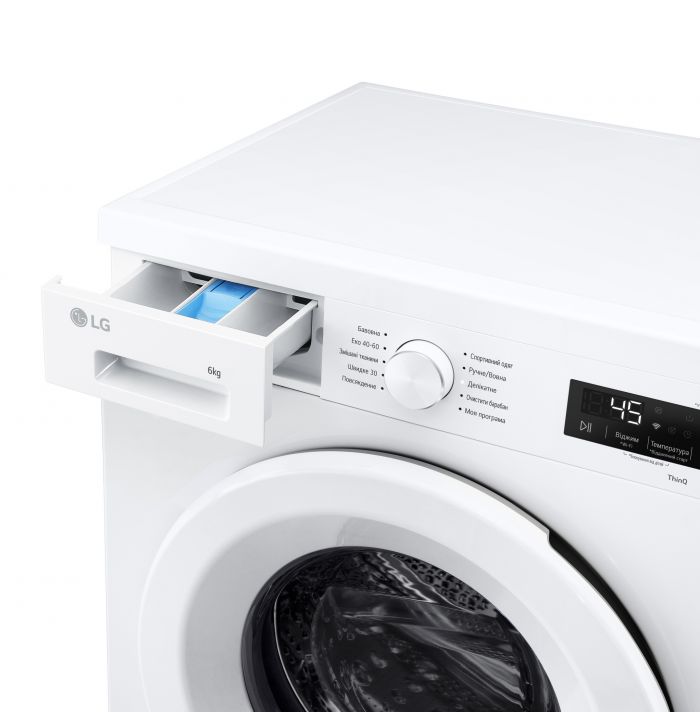 Пральна машина LG фронтальна, 6кг, 1200, В, 44см, дисплей, пара, інвертор, білий
