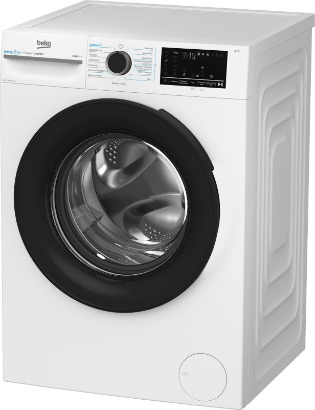 Пральна машина Beko фронтальна, 8кг, 1400, A, 55см, дисплей, інвертор, пара, білий
