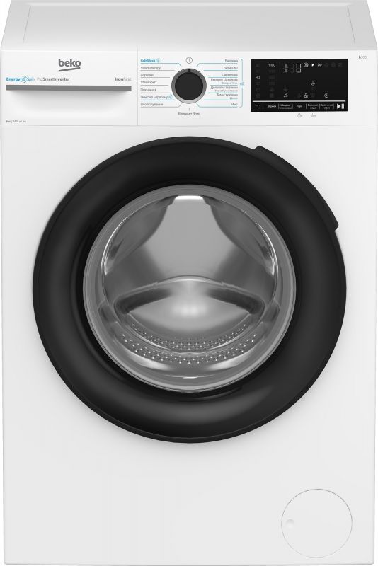 Пральна машина Beko фронтальна, 8кг, 1400, A, 55см, дисплей, інвертор, пара, білий