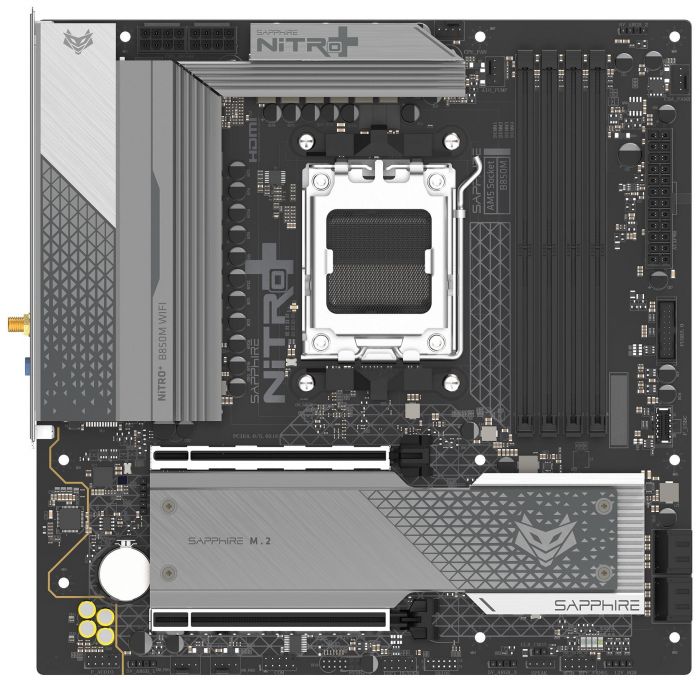 Материнcька плата SAPPHIRE NITRO+ B850M WIFI sAM5 B850 4xDDR5 M.2 HDMI DP Wi-Fi BT mATX