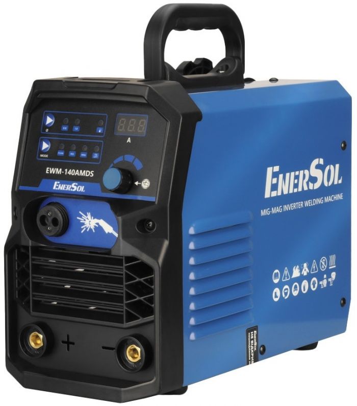 Зварювальний напівавтомат інверторний EnerSol EWM-140AMDS (дріт до 1мм + електрод до 4мм) 20-140А 6.1кВт 160-260В 7кг