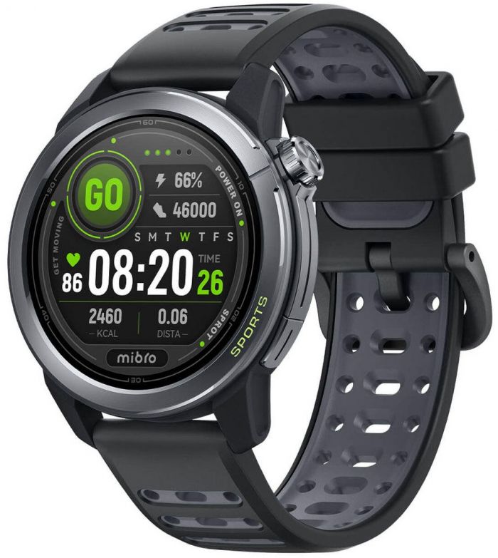 Смарт-годинник Mibro GS Active 2 46мм, 1.32", 466x466, AMOLED, BT 5.3, GPS, 5 ATM, темно-сірий