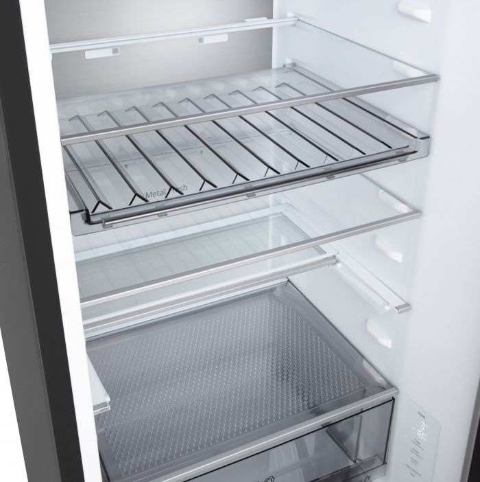 Холодильник LG з нижн. мороз., 203x60х68, холод.відд.-262л, мороз.відд.-113л, 2дв., E, NF, інв., диспл внутр., Fresh Сonverter, Metal Fresh, чорний матовий