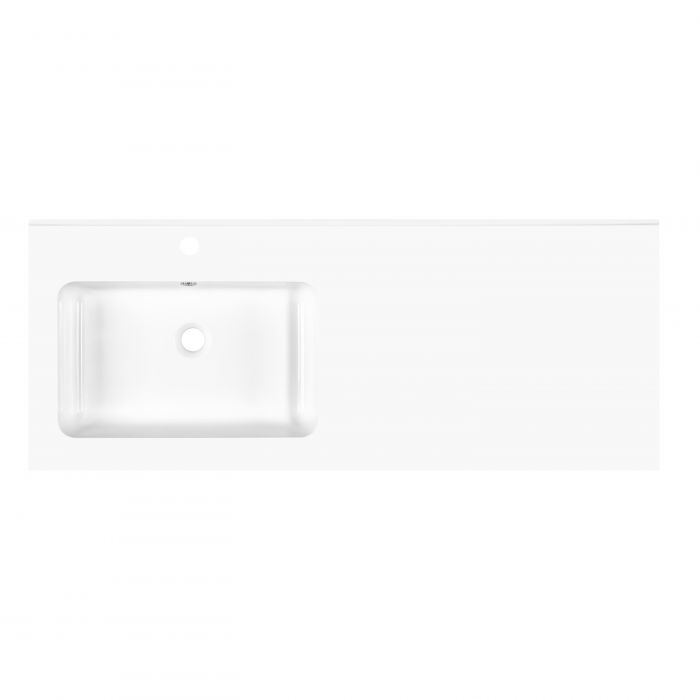 Раковина, умивальник ARDESTO Camille L, штучний камінь, прямокут., з отвором для змішувача, з отвором для переливу, 1198x478x140мм,з сифоном Click-Clack