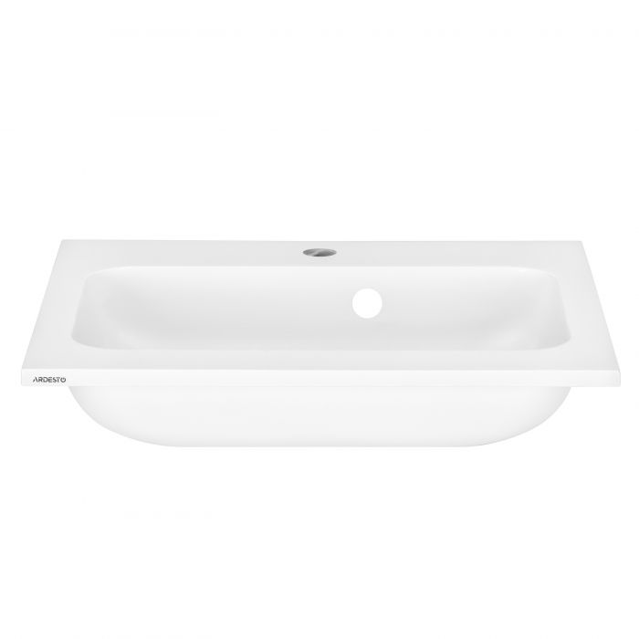 Раковина, умивальник ARDESTO Alba, штучний камінь, прямокут., з отвором для змішувача, з отвором для переливу, 550x450x125мм, накладний, білий