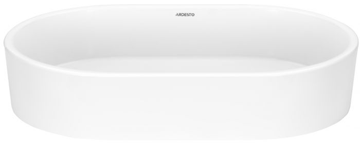 Раковина, умивальник ARDESTO Elle, штучний камінь, овальна, без отвору для змішувача та переливу, 540x350x110мм, накладний, білий