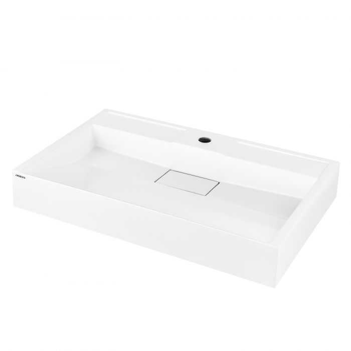 Раковина, умивальник ARDESTO Anna, штучний камінь, прямокут., з отвором для змішувача, без переливу, 700х455х110мм, накладний, білий