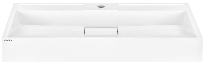Раковина, умивальник ARDESTO Anna, штучний камінь, прямокут., з отвором для змішувача, без переливу, 800х455х110мм, накладний, білий