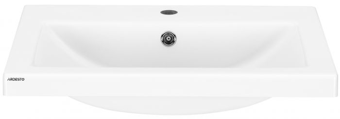 Раковина, умивальник ARDESTO Sati, штучний камінь, прямокут., з отвором для змішувача, з отвором для переливу, 795x450x158мм, накладний, білий