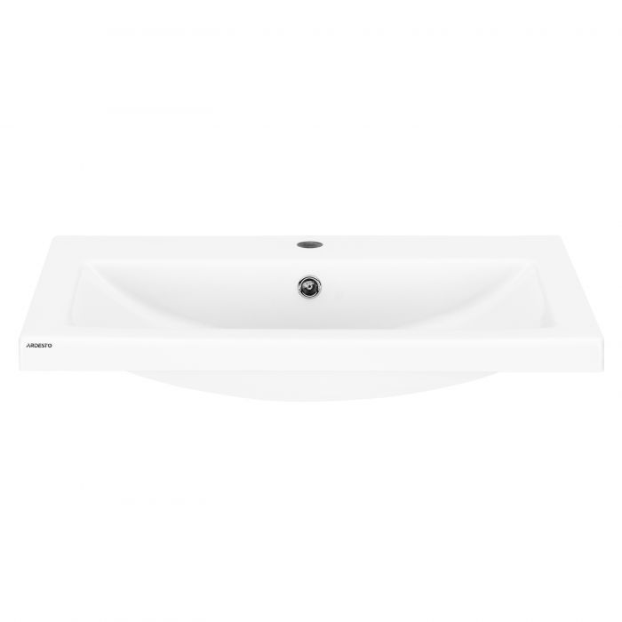 Раковина, умивальник ARDESTO Sati, штучний камінь, прямокут., з отвором для змішувача, з отвором для переливу, 695x450x158мм, накладний, білий
