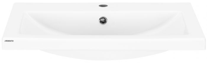 Раковина, умивальник ARDESTO Sati, штучний камінь, прямокут., з отвором для змішувача, з отвором для переливу, 695x450x158мм, накладний, білий
