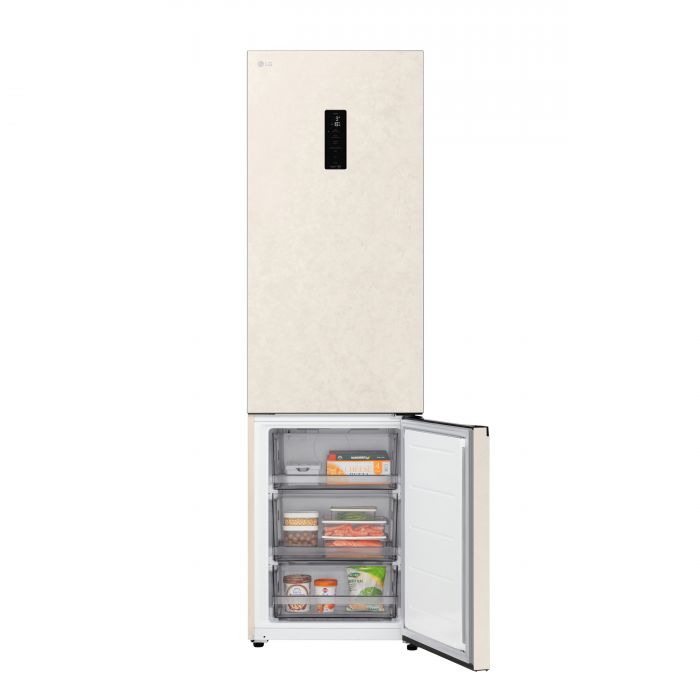 Холодильник LG з нижн. мороз., 203x60х68, холод.відд.-262л, мороз.відд.-113л, 2дв., E, NF, інв., диспл зовн., Fresh Сonverter, бежевий
