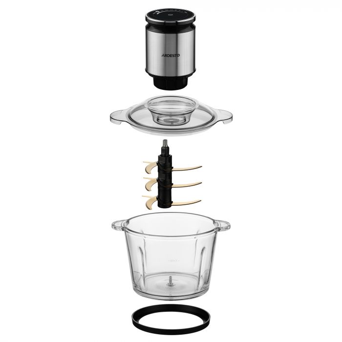 Подрібнювач ARDESTO, 800Вт, чаша 3000мл, скло, корпус-нерж. сталь, чорний