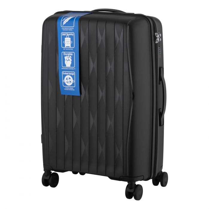 Набір валіз 2E, M7979, поліпропілен, (L+M+S), блискавка anti theft, 4 колеса, кодовий замок, чорний