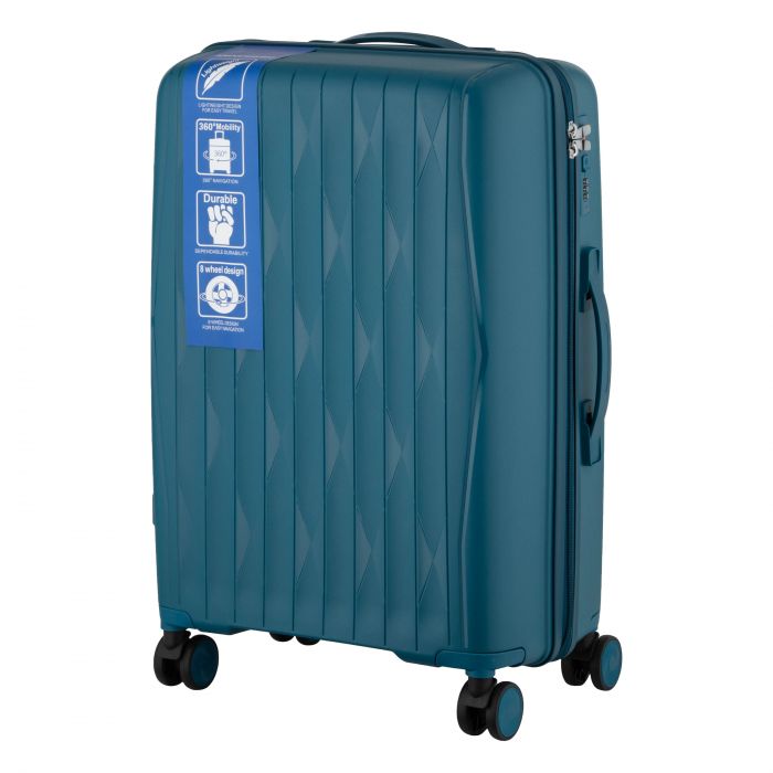 Набір валіз 2E, M7979, поліпропілен, (L+M+S), блискавка anti theft, 4 колеса, кодовий замок, блакитний