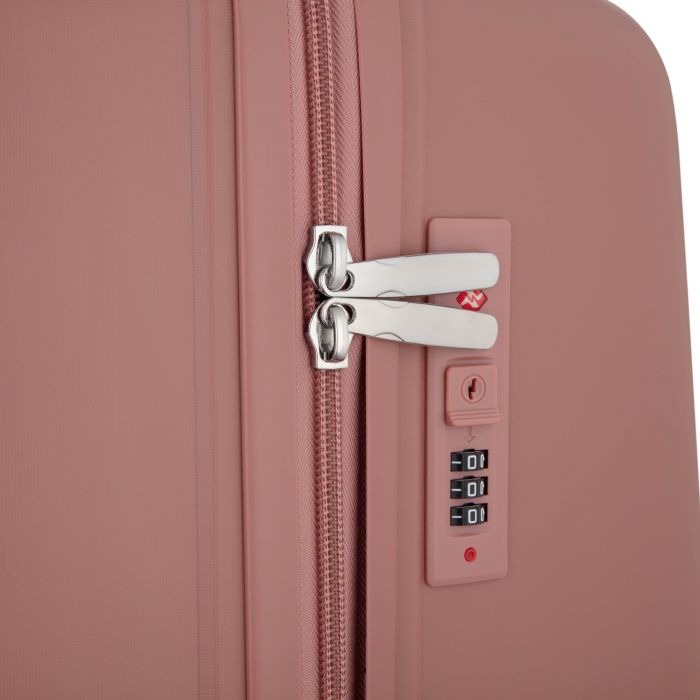 Набір валіз 2E, M7979, поліпропілен, (L+M+S), блискавка anti theft, 4 колеса, кодовий замок, рожево-золотий
