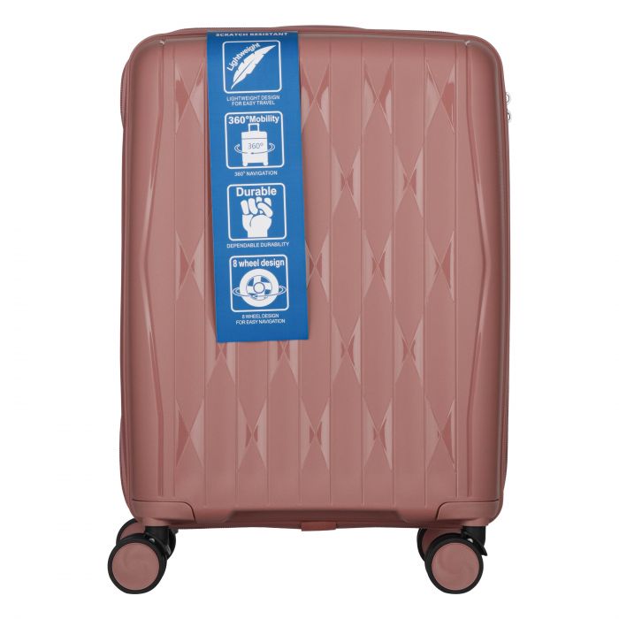 Набір валіз 2E, M7979, поліпропілен, (L+M+S), блискавка anti theft, 4 колеса, кодовий замок, рожево-золотий