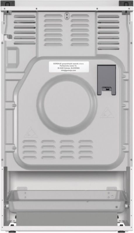 Плита Gorenje комбінована, 70л, 50x60см, метал. кришка, дисплей, IconLed, емальовані, білий