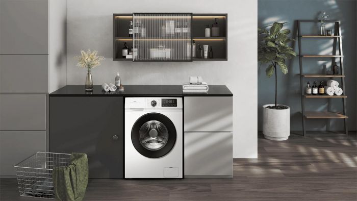 Пральна машина TCL фронтальна, 7кг, 1400, A, 49см, дисплей, пара, інвертор, білий