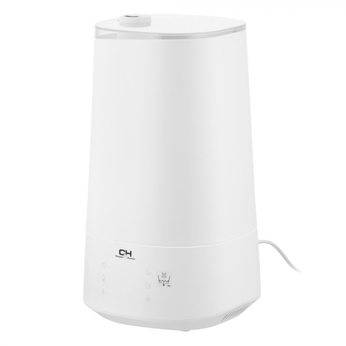 Зволожувач повітря Cooper&Hunter CH-3040TU 40м2, 4л, 300мл/г, ультразвуковий, верхня затока, ел. кер-ння, дисплей, УФ-очистка, підсвічування, авто вимкнення, білий