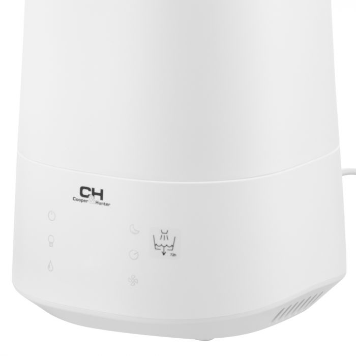 Зволожувач повітря Cooper&Hunter CH-3040TU 40м2, 4л, 300мл/г, ультразвуковий, верхня затока, ел. кер-ння, дисплей, УФ-очистка, підсвічування, авто вимкнення, білий