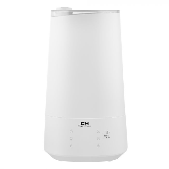 Зволожувач повітря Cooper&Hunter CH-3040TU 40м2, 4л, 300мл/г, ультразвуковий, верхня затока, ел. кер-ння, дисплей, УФ-очистка, підсвічування, авто вимкнення, білий