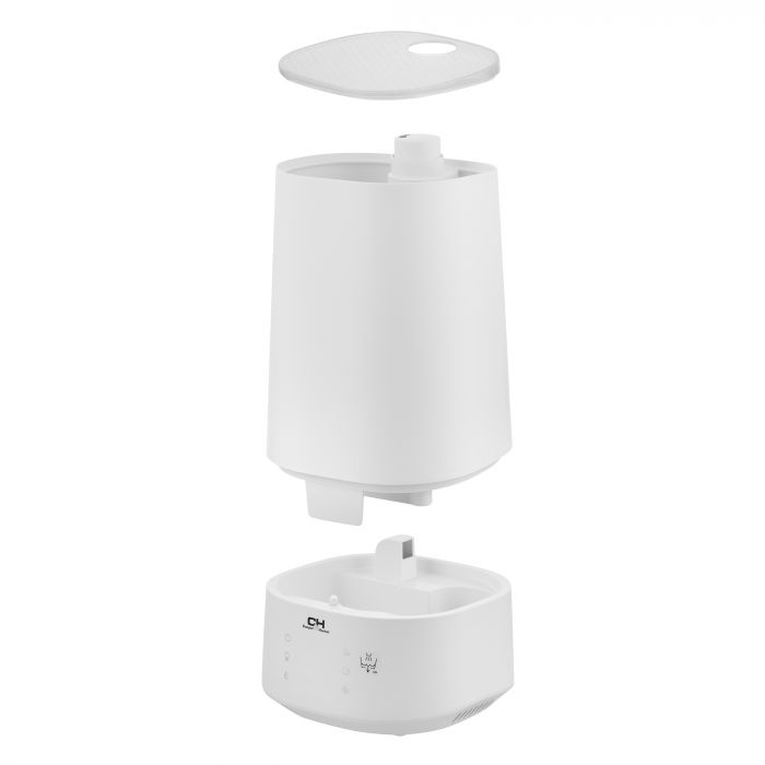Зволожувач повітря Cooper&Hunter CH-3040TU 40м2, 4л, 300мл/г, ультразвуковий, верхня затока, ел. кер-ння, дисплей, УФ-очистка, підсвічування, авто вимкнення, білий