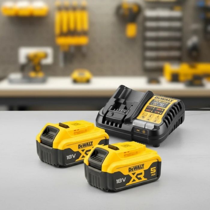 Набір акумулятора та зарядного пристрою DeWalt 12В/18В 4А, 18В акб 2х5А·год DCB184