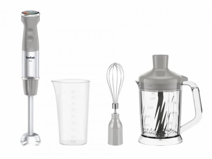 Блендер Tefal заглибний Quickchef+ 1000Вт, 3в1, чаша-800мл, чопер-1000мл, турборежим, сріблясто-сірий