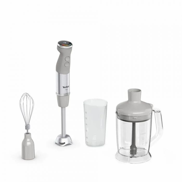 Блендер Tefal заглибний Quickchef+ 1000Вт, 3в1, чаша-800мл, чопер-1000мл, турборежим, сріблясто-сірий