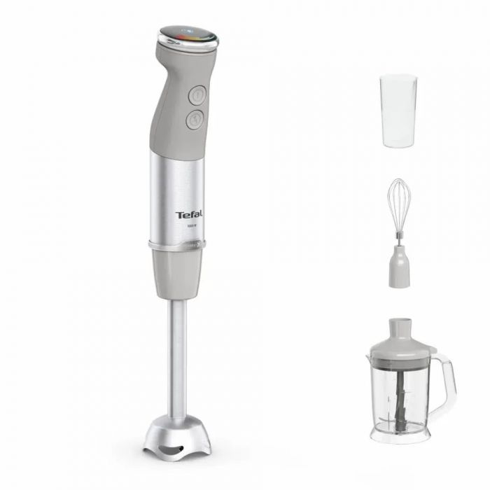 Блендер Tefal заглибний Quickchef+ 1000Вт, 3в1, чаша-800мл, чопер-1000мл, турборежим, сріблясто-сірий