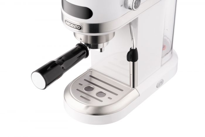 Кавоварка ARDESTO ріжкова 1.4л, мелена, ручний капучинатор, підігрів чашок, білий