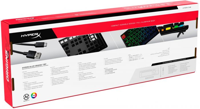 Клавіатура механічна HyperX Alloy Origins PBT 104key, Red, USB-A, EN/UA, RGB, чорний