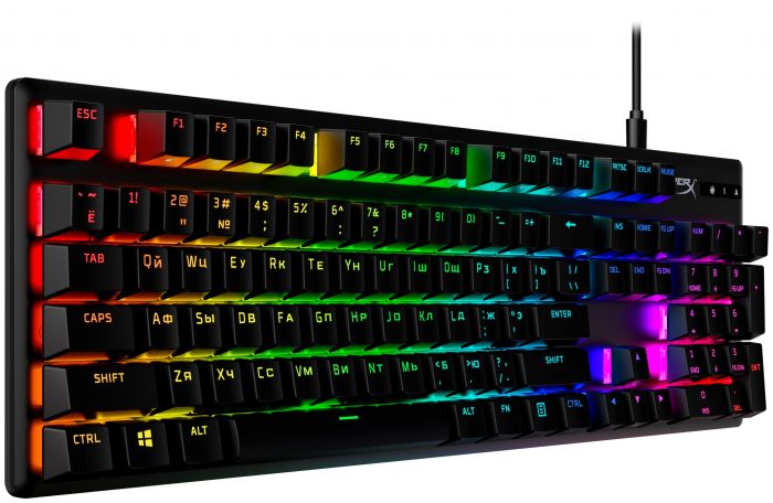 Клавіатура механічна HyperX Alloy Origins PBT 104key, Red, USB-A, EN/UA, RGB, чорний