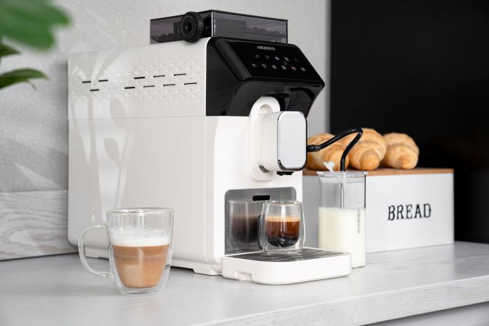 Кавомашина ARDESTO, 2л, зерно, автомат.капуч, дисплей, авторецептів -9, біло-чорний